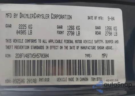 2005 Dodge Magnum Se z USA, uszkodzony, nr VIN 2D8FV48TX5H570304